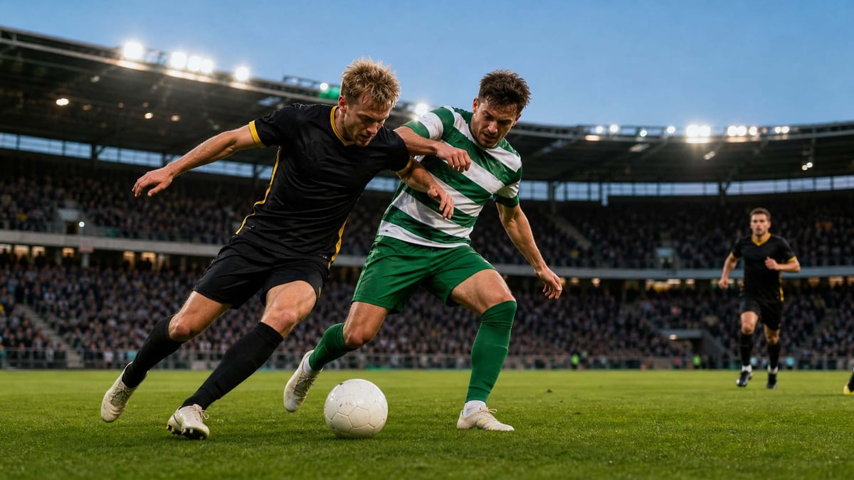 Två fotbollsspelare tävlar om bollen i Allsvenskan.