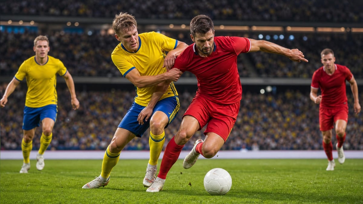 En stillbild på Sverige i en VM-match
