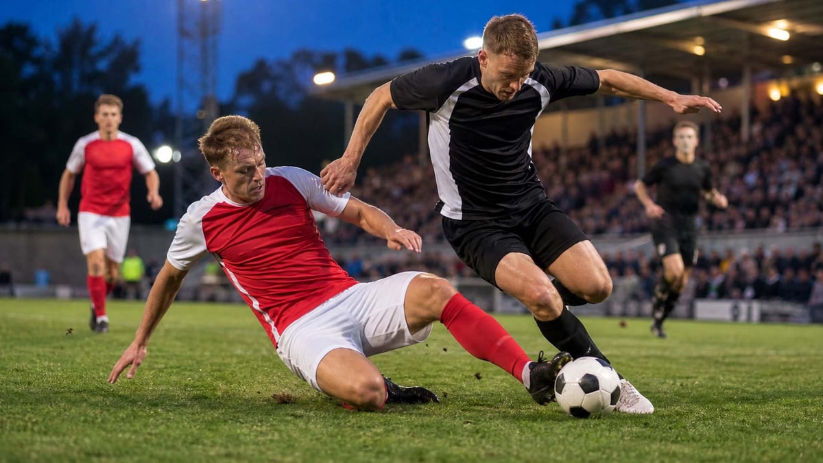 Två spelare i Superettan tävlar om bollen
