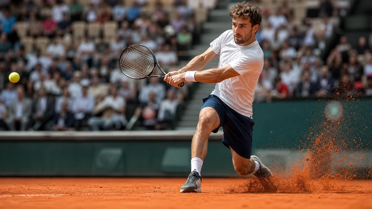En tennisspelare i Franska Öppna.