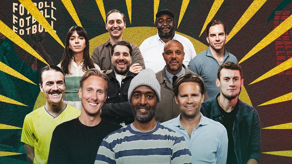 En gruppbild med gänget i Fotbollsmorgon. 