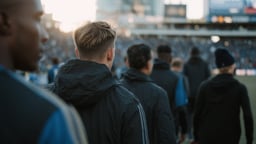 Ett fotbollslag går ut på planen inför en avgörande match. 