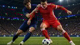 Två spelare gör upp om bollen i Champions League.